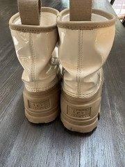 UGG kids Size 13 Rain Bootie – white & tan