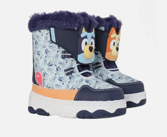 Disney Bluey & Bingo Toddler Snow Boots Size 11 Blue Winter Faux Fur Kids Shoes