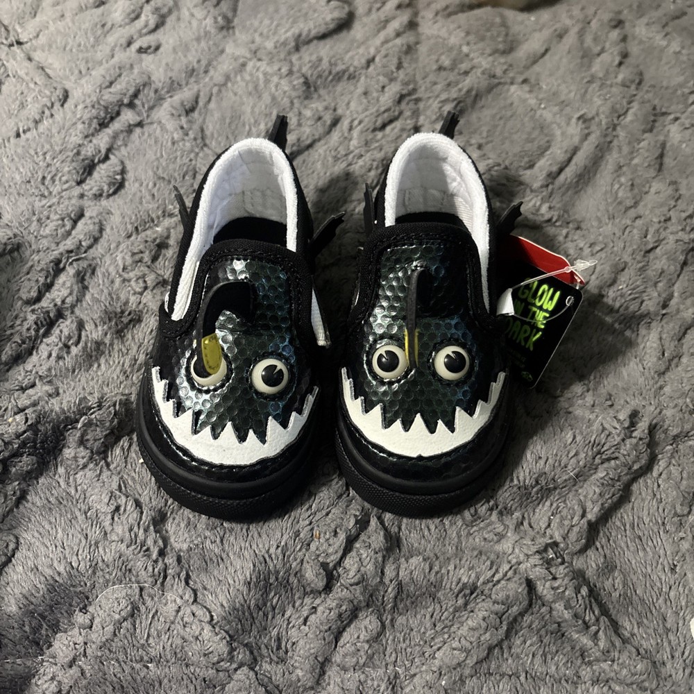 Vans Slip-On Angler Fish Glow in the Dark Shoes Toddler Size 3.5 US Black 500714