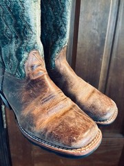 Children Size 3D Dan Post Cowboy Boots 3 Kids Youth Brown Green Leather square