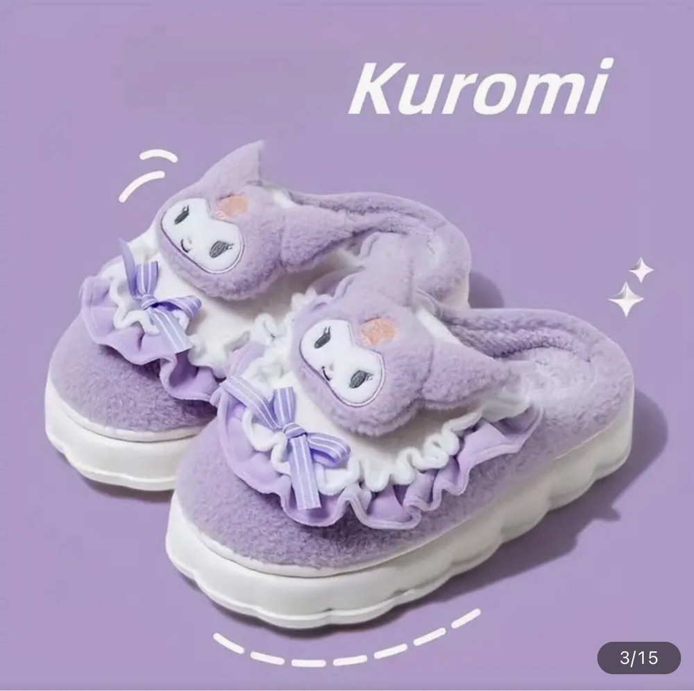 Kuromi Sanrio Miniso Slippers With Foam Bottoms Purple Size 5.5-6