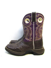 Durango Little Youth Sz 1.5 M Purple Brown Leather Buckaroo Cowboy Western Boots