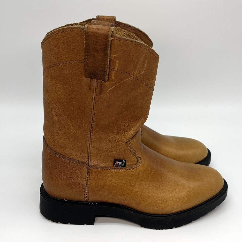 Justin Boots Kids Youth Size 1.5 D Brown Western Roper Work 4780Y NEW