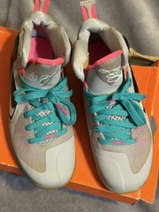 Nike LeBron 9 GS Gray Mint Green Pink Basketball Sneakers 7Y Youth High Top