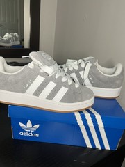adidas Campus 00s J Gray/White Suede Low Top Lace Up Sneaker Kids 5.5 HQ6507