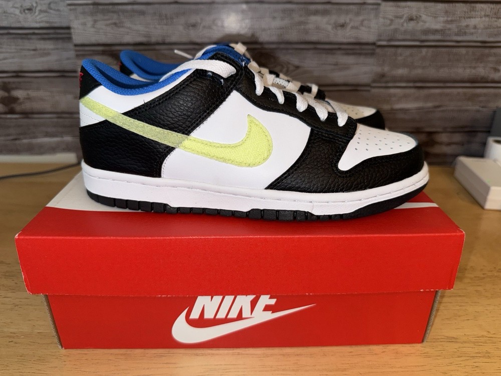 Nike Dunk Low Signal Blue Lemon Twist Black White Shoes DQ0977-100 Size 5Y