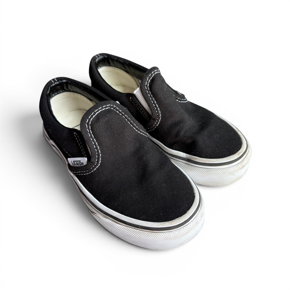 Vans Classic Slip-On Black Sneakers – Kids Size 11C – Excellent Used Condition