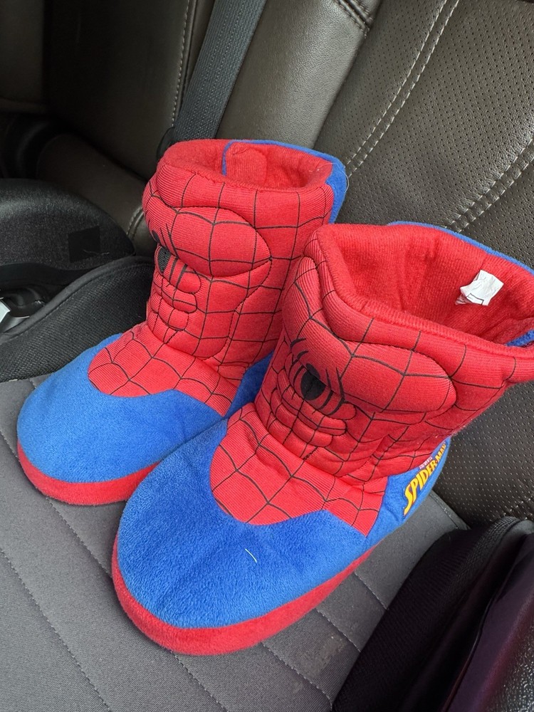 Marvel Spider-Man Plush Slipper Boots Kids Superhero House Shoes Large (11/12)