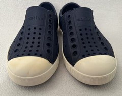 NATIVE Jefferson Shoe Regatta Blue Shell White Kids C8 Slip-on Waterproof $40
