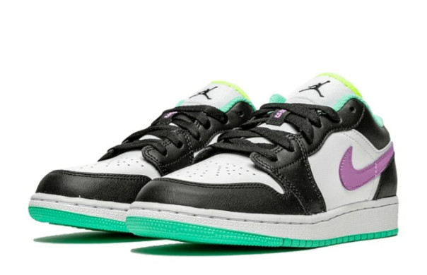 Nike Air Jordan 1 Low Green Glow Violet Shock 553560-151 GS 4.5Y 5.5Y BRAND NEW