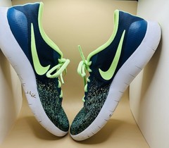 Nike Flex Contact Size 7Y Bright Green And Blue. Clean, Good Condition