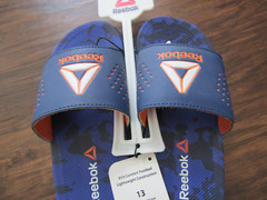 NEW NAVY & ORANGE REEBOK BRAND EVA COMFORT FOOTBED KIDS SLIDES SIZE 13
