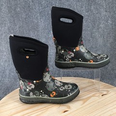 Bogs Classic Moons Boots Youth 6 Winter Pull On Round Toe Mid-Calf Gray Black