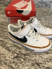Nike Court Legacy (PSV) Kids Sneakers 10.5C White/Black-Desert Ochre