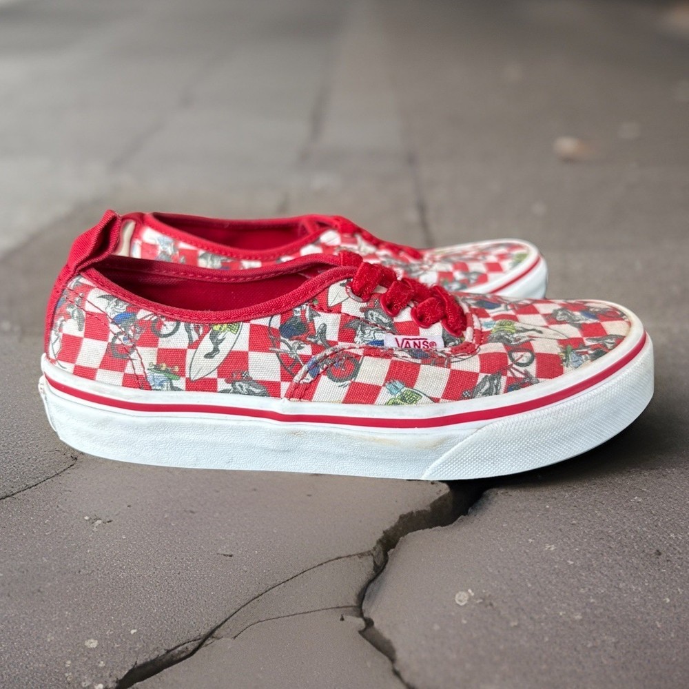 Vans Atwood Red Sharks on Bikes printed canvas slip on sneakers Kids 2 Shoes