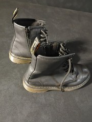 Doc Martens Ankle High Zip Up Youth Size 4m Black Boots Air Wair Leather
