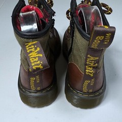 Dr. Martens Kids Size 1 Leather Canvas Lace Up Boots Flannel Lining 1460 Shoes