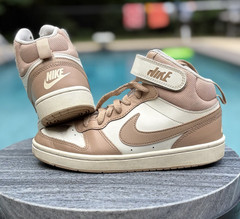 Nike Court Borough Mid 2 Unisex Kids US 5Y Brown/White Leather High Top