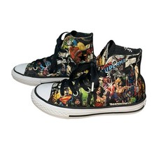 Converse All Star Youth High Top Sneakers Size 13 Justice League DC Comics Black