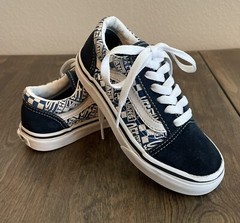 Vans V Kids Logo Old Skool Off the Wall Size 12 Blue White Suede Lace Up