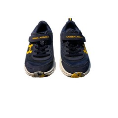Under Armour Assert 9 AC Navy Yellow Kids Running Shoes 3026183-410 Size 13K