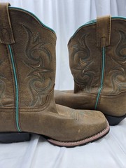 Dan Post Brown Turquoise Western Embroidered Leather Boots Unisex .