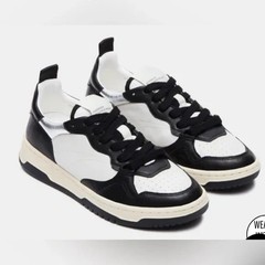 NEW Steve Madden Everlie Black White Leather Low-Top Oxford Kids Sneaker 13T
