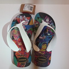 Havaianas Justice League Kids Flip Flop Sandals Black White 3/4Y Rubber