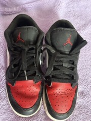 Nike Air Jordan 1 Low Top GS Black White Fire Red Shoes 553560-063 Youth Size 4Y