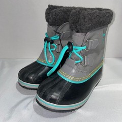 Sorel Yoot Pac Nylon Waterproof Winter Boots Grey Black Teal NC1962-052 Kids 12