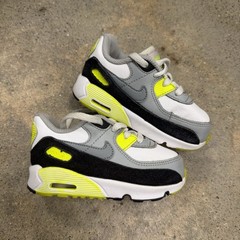 Nike Air Max 90 VOLT Gray Neon Green Yellow TD Airmax CD6868-101 Toddler 7C