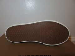 Kids Burberry Icon Stripe Logo Print Cotton white Gabardine Sneakers size 31 32