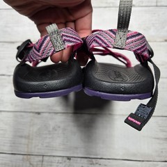 Chaco Z/1 Ecotread Strappy Athletic Sandals Kid 3 Pink Purple Chevron Water Shoe