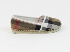 Burberry Kid Check Espadrille Flat – Off White/Tan – 27 (Kid)