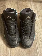 Jordan Air Jordan 13 Retro Black/Blue Leather Mid-Top Sneakers Unisex Kids 6Y