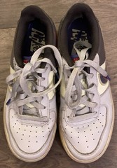 Nike Air Force 1 Dunk Smash Just Do it Gray Sneakers Sport Shoes Kid’s Sz Y4 EUC