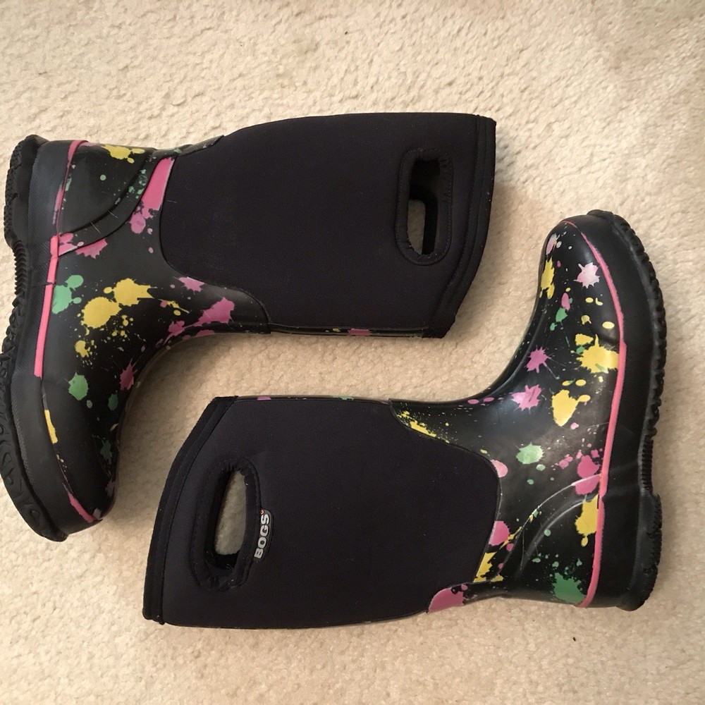 Paint Splatter Insulated Waterproof Snow/Rain Youth/Kids Bogs Sz 3