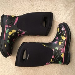 Paint Splatter Insulated Waterproof Snow/Rain Youth/Kids Bogs Sz 3