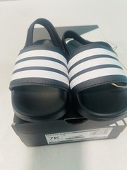 Adidas Adilette Estrap Kids Size 7 Black White Slides with Heel Strap New
