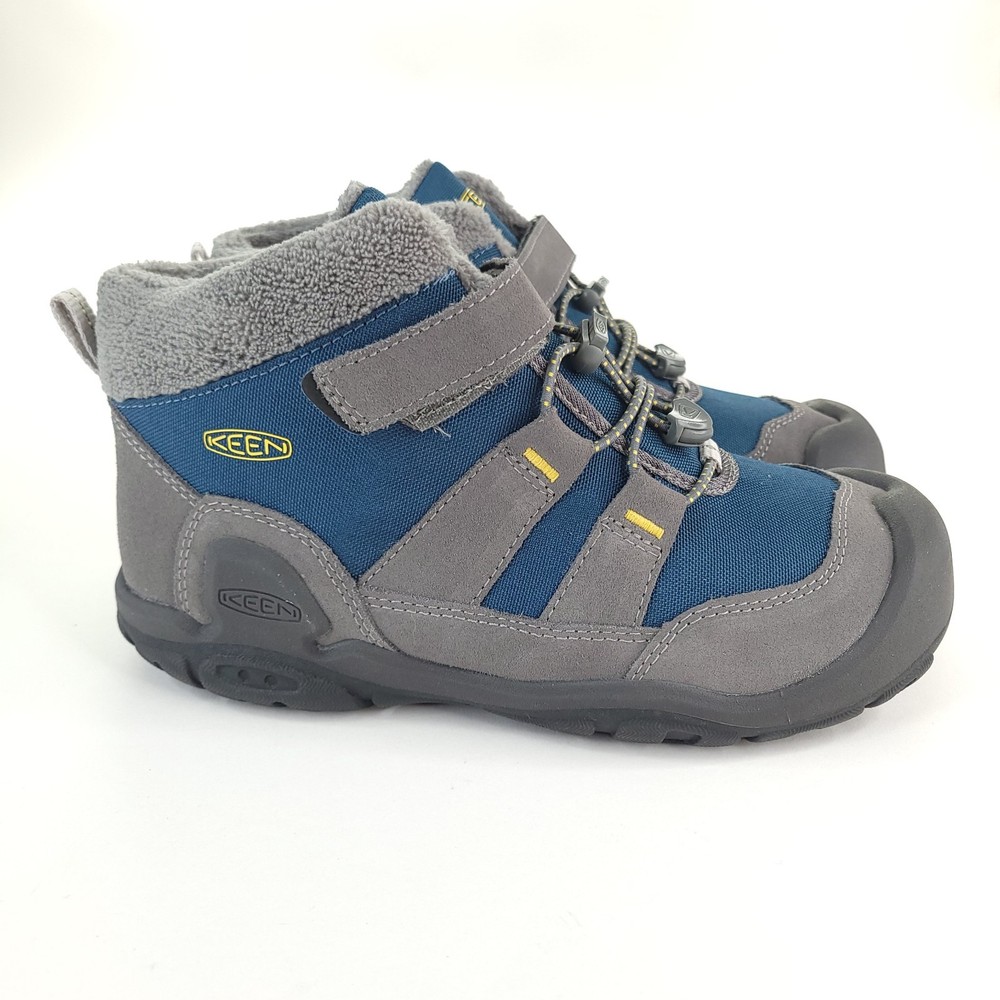 KEEN Targhee Mid Hiking Boots Youth 4 Blue Gray Waterproof Outdoor Play Walking
