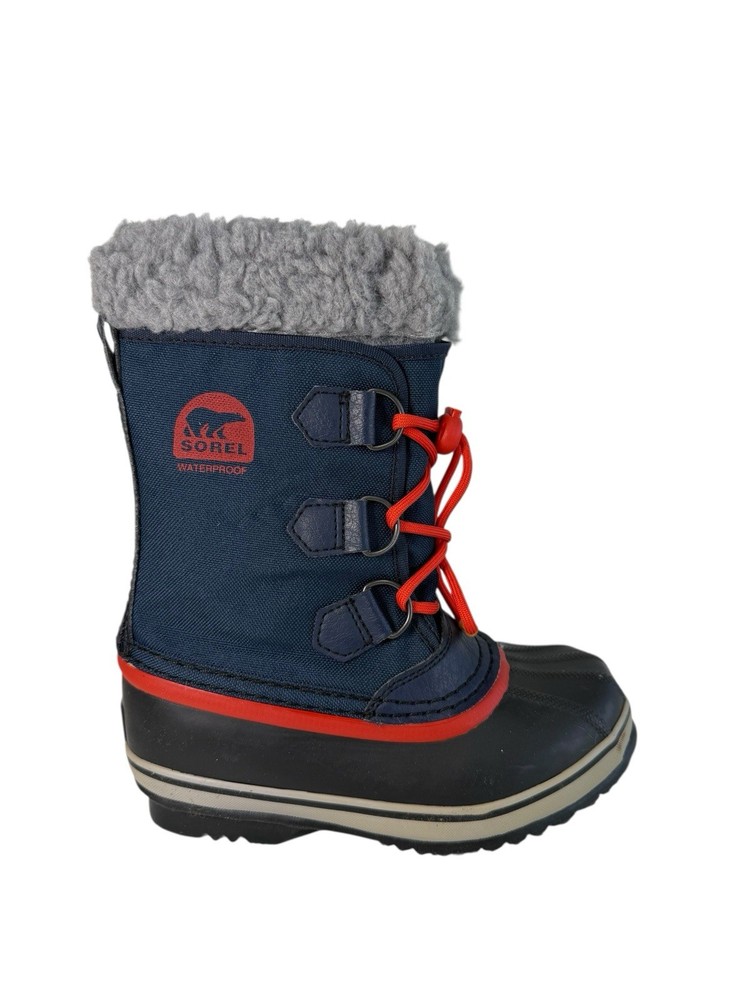 Sorel Yoot Pac Nylon Quarry Winter Boots Navy Blue- Orange Size 1Y