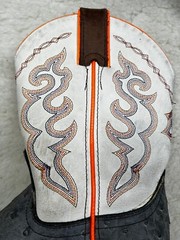 Cinch Kids Cowboy Boots 2.5D Square Toe Leather Western Rodeo Gray Beige Orange