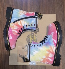 Dr Martens Junior 1460 T Multi Tie Dye Lace and Zip Boots for Kids Size US 8