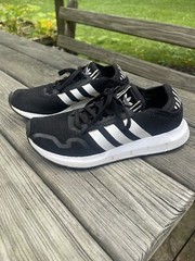Adidas Size 7Y Swift Run X J Running Sneaker Black/White FY2150