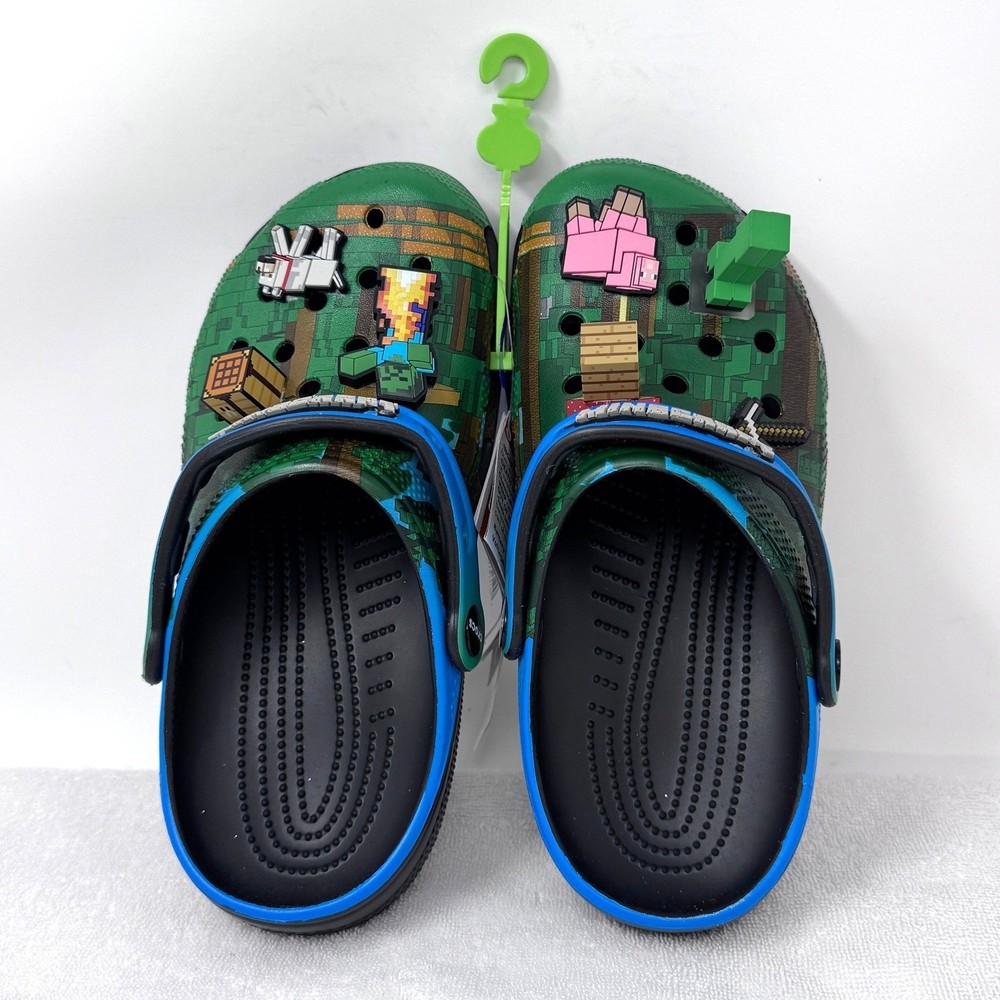 Crocs Minecraft Classic Clog K Light Up Green/Blue Pixel Kids J5 210830-90H