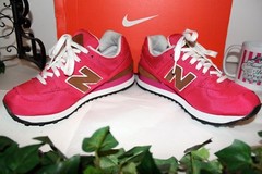 CHIC NEW BALANCE PINK/BROWN/WHITE WL574BPR SNEAKER SHOES! (SIZE 6.5)