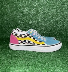 Vans Old Skool Checkerboard Kids Size 3 Multicolored Skate Shoe Casual Sneakers