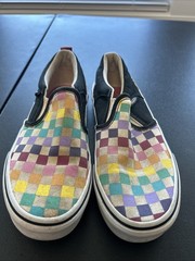 Vans Asher Rainbow Checkered Slip-Ons