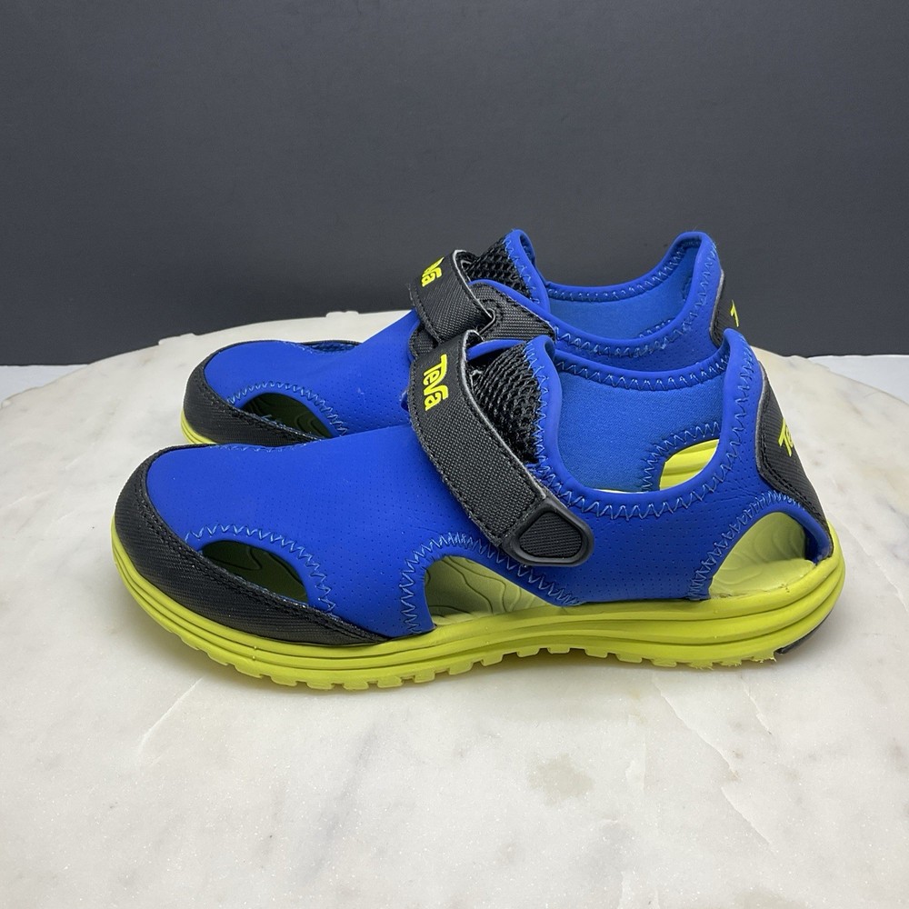 Teva Tidepool Sport Sandals Youth Size 2 Blue Lime Comfort Closed Toe Water Shoe