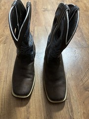Kid’s 8” Durango Western Boot, Sz 4 M, Brown/denim Blue